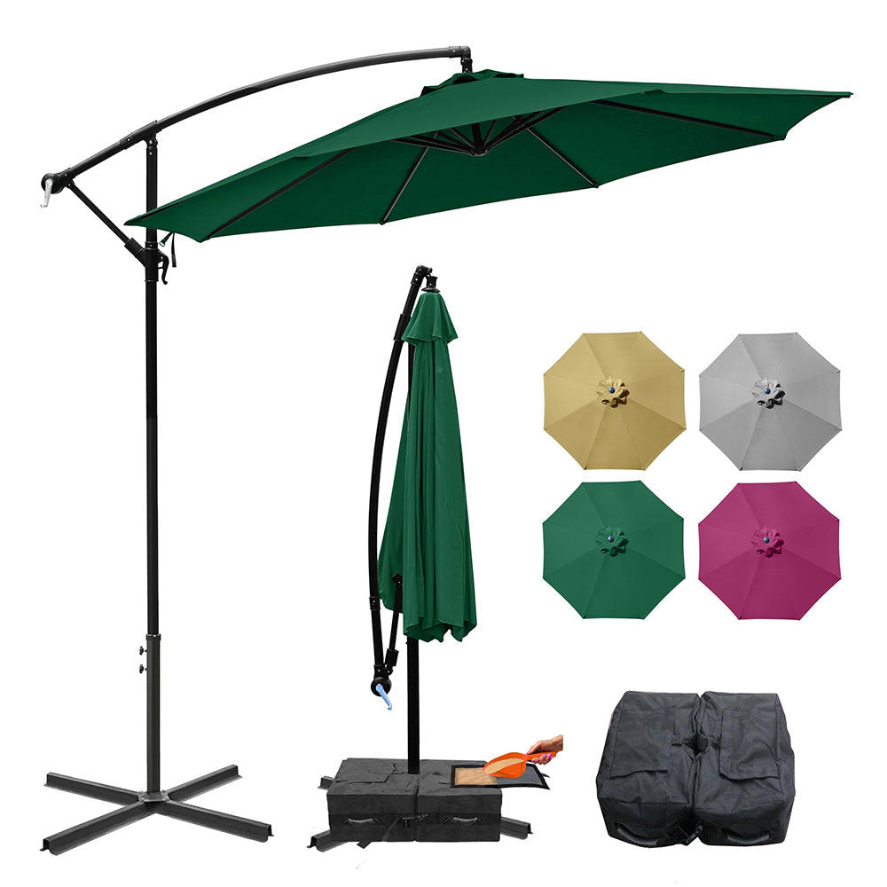 10ft Cantilever Umbrella with Detachable Base - Green