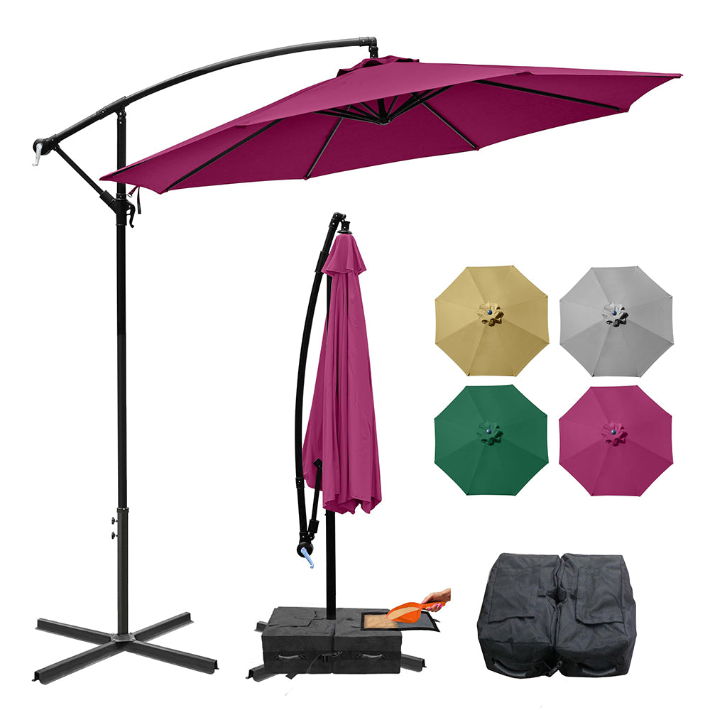 10ft Cantilever Umbrella with Detachable Base - Maroon