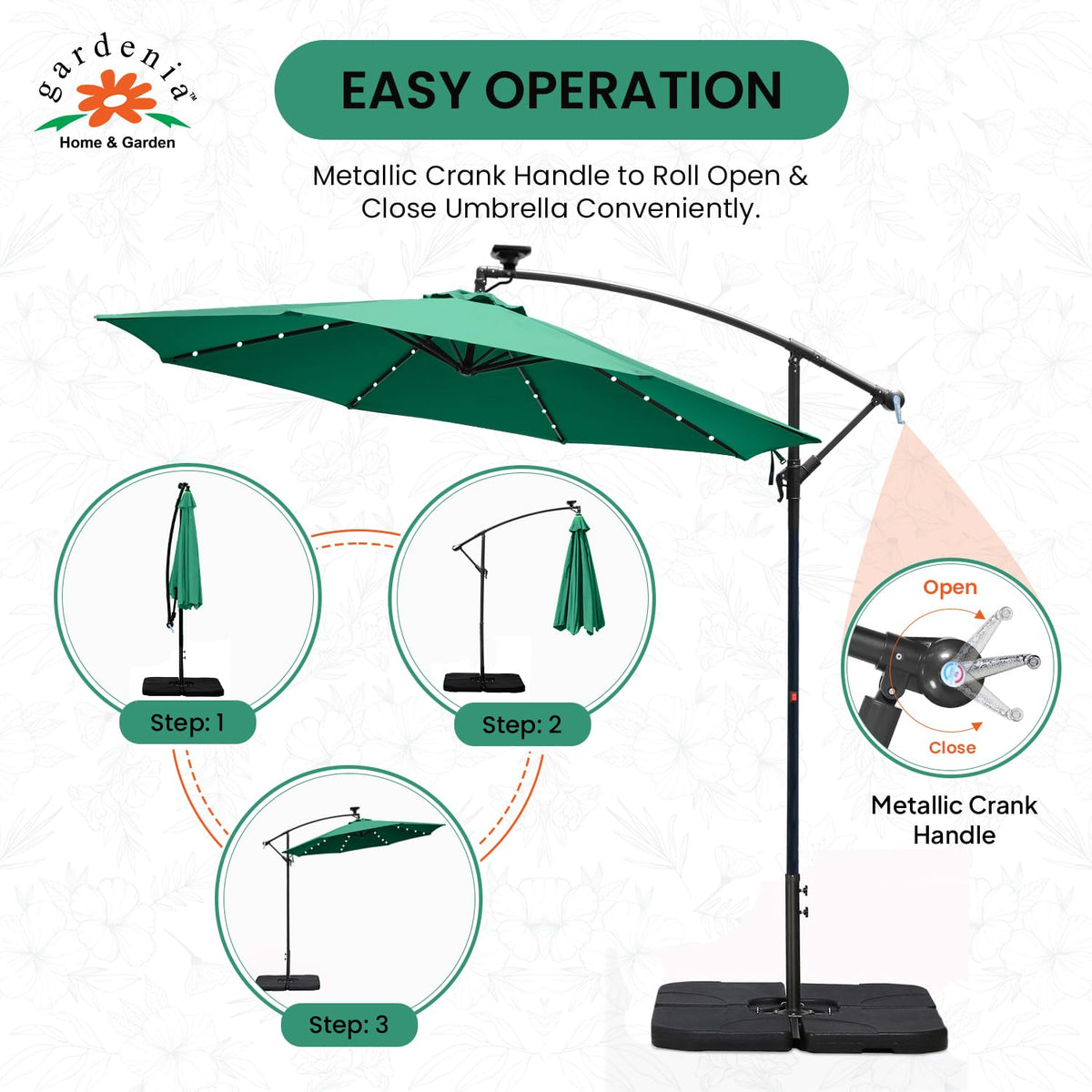 10ft Solar Light Cantilever Umbrella - Green