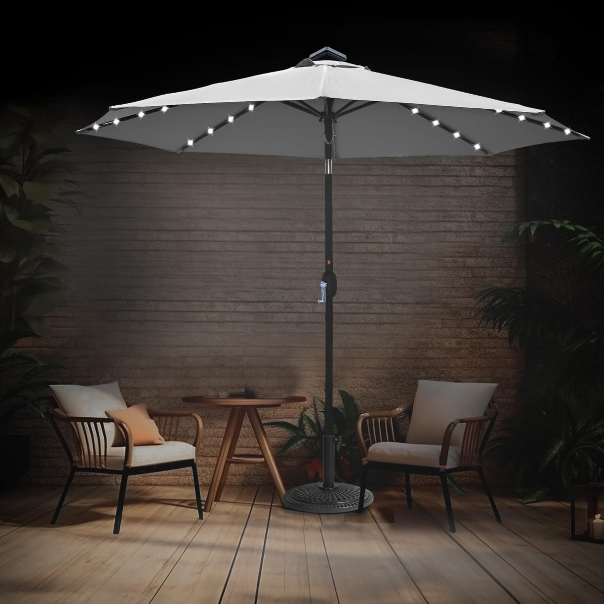 10ft Solar Light Umbrella - Charcoal Gray