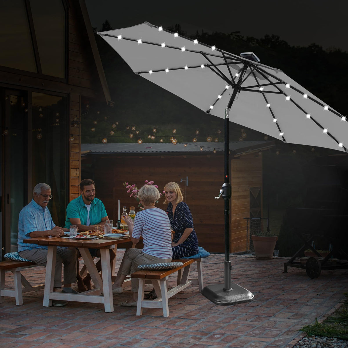 10ft Solar Light Umbrella - Charcoal Gray