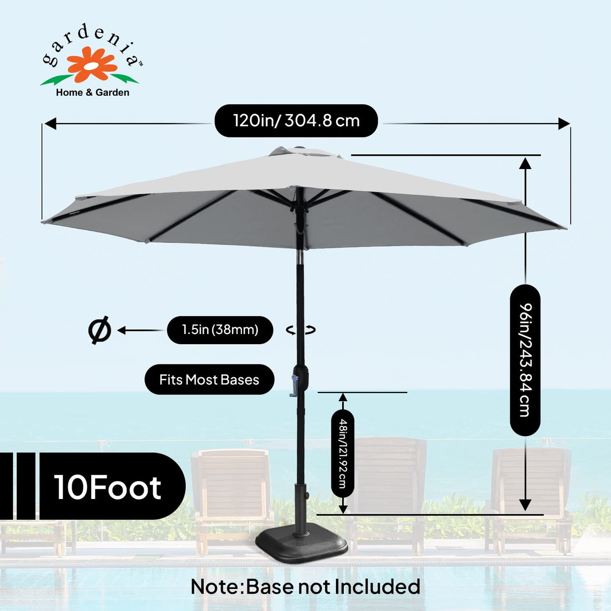 10ft Umbrella - Charcoal Gray