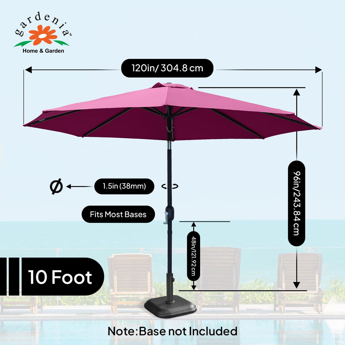 10ft Umbrella - Maroon