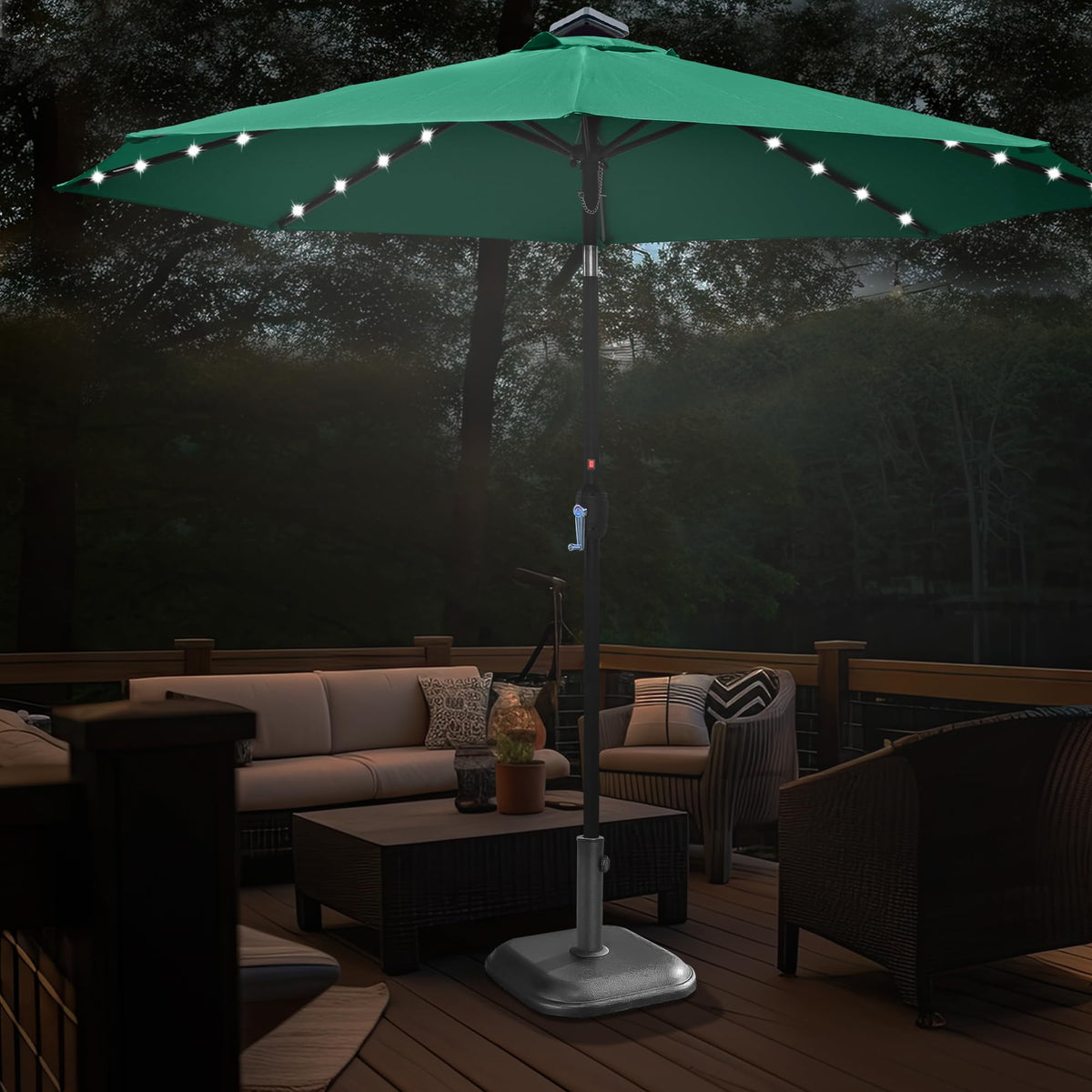 11ft Solar Light Umbrella - Green