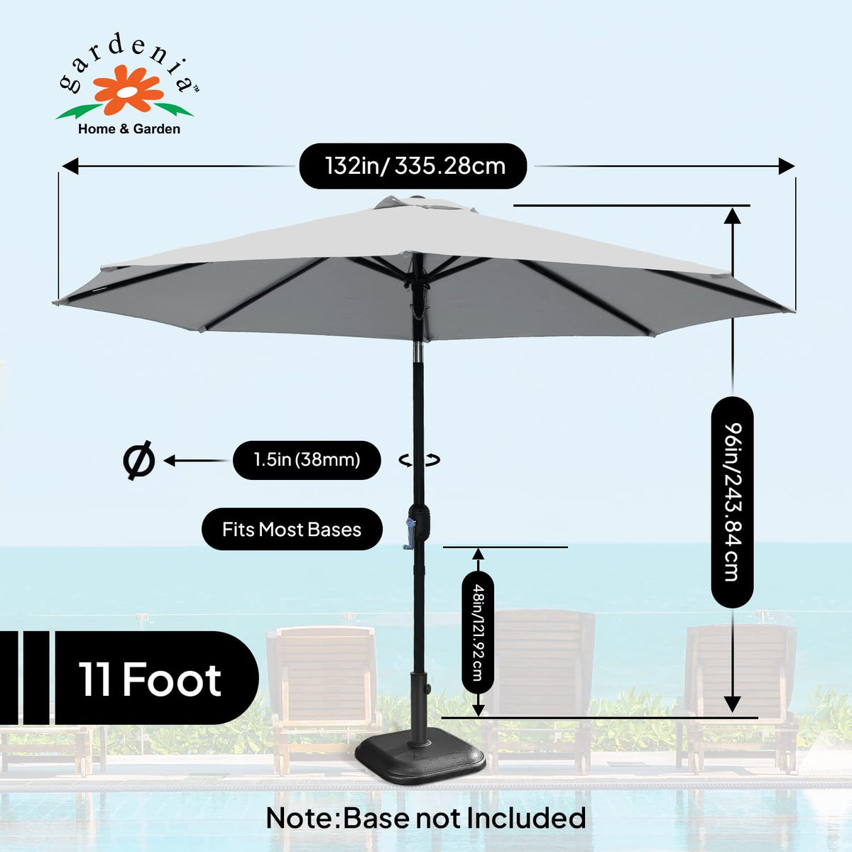 11 ft Umbrella - Charcoal Gray