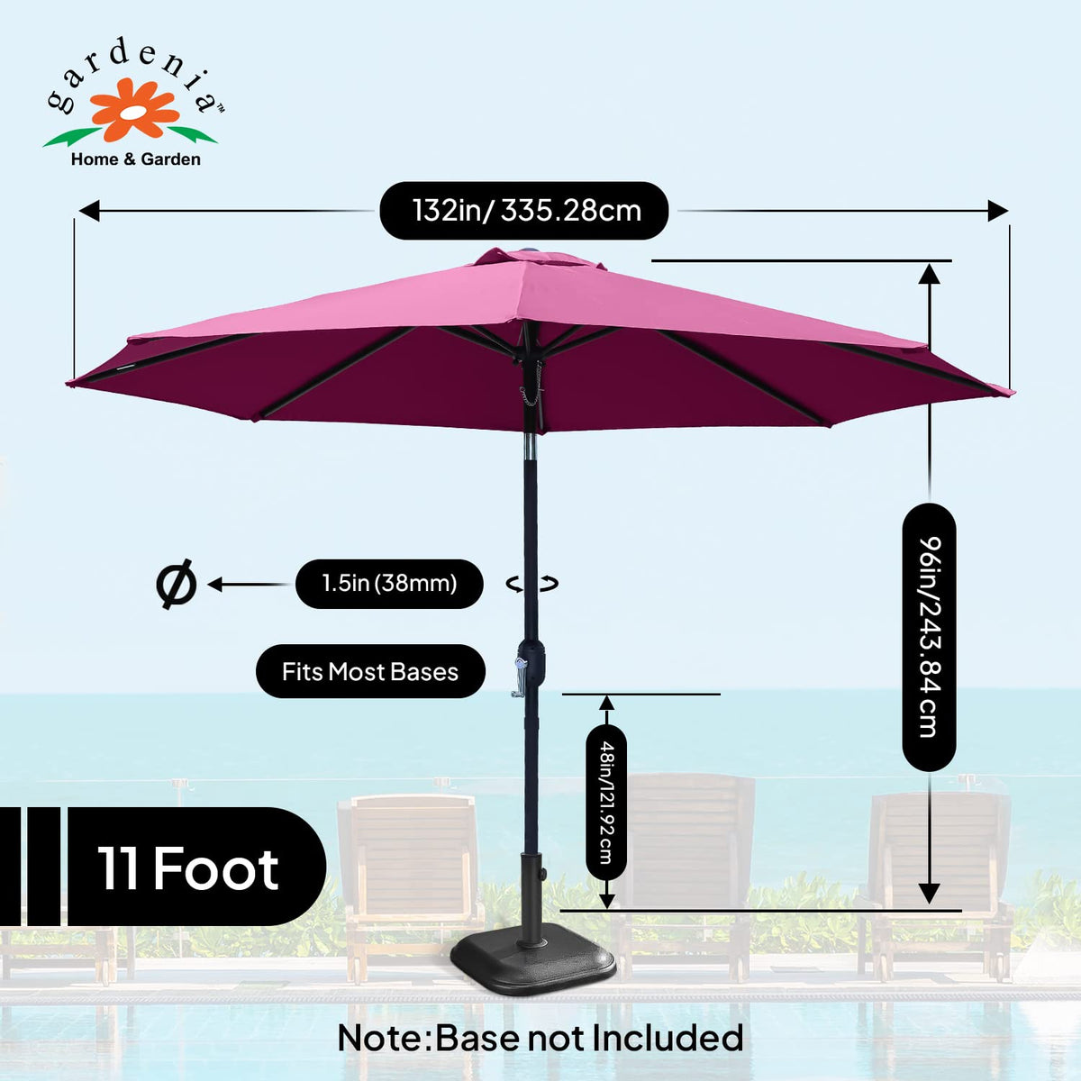 11 ft Umbrella - Maroon