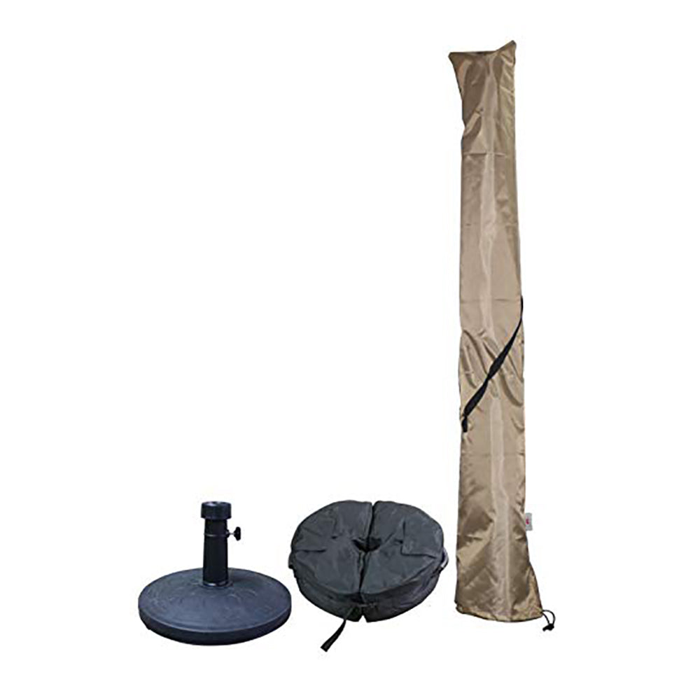 Patio Umbrella Base Stand Solid Weight &amp; Fabrics Base Bag &amp; Umbrella Cover &amp; Holder (15 Kg, Black)