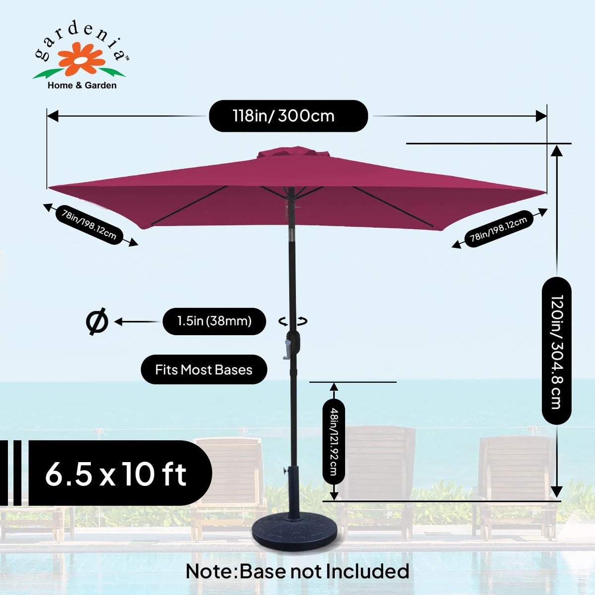 6.5x10ft Umbrella - Maroon