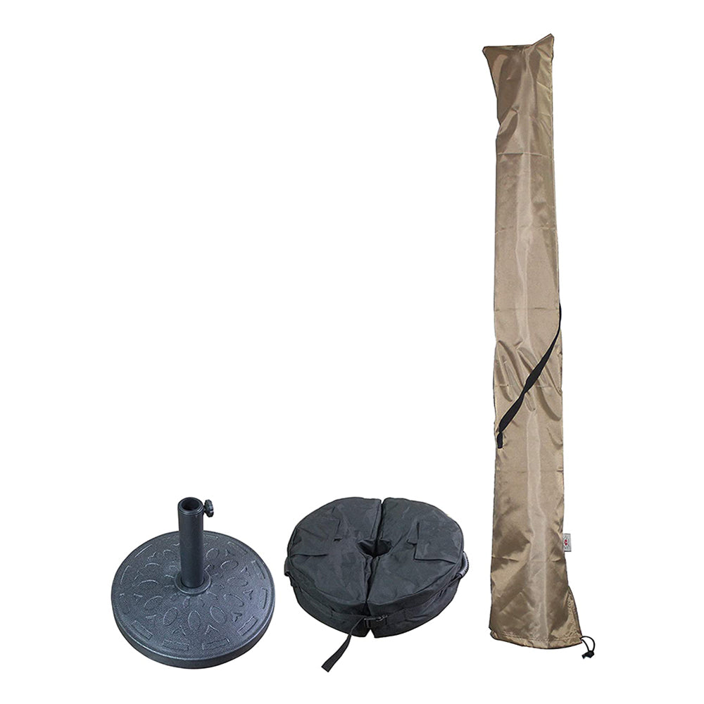 Patio Umbrella Base Stand Solid Weight &amp; Fabrics Base Bag &amp; Umbrella Cover &amp; Holder (15 Kg, Black)