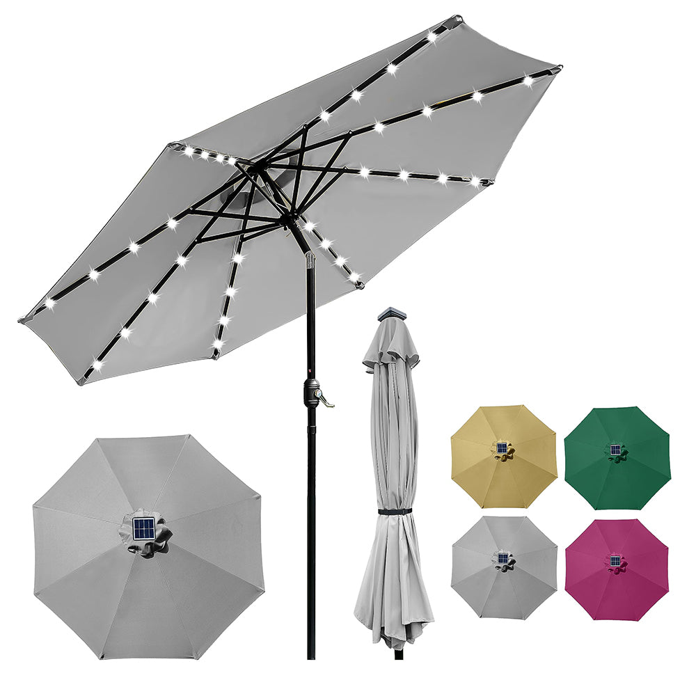 10ft Solar Light Umbrella - Charcoal Gray