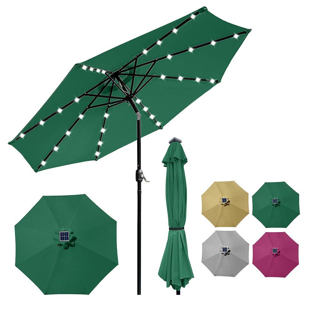 10ft Solar Light Umbrella - Green