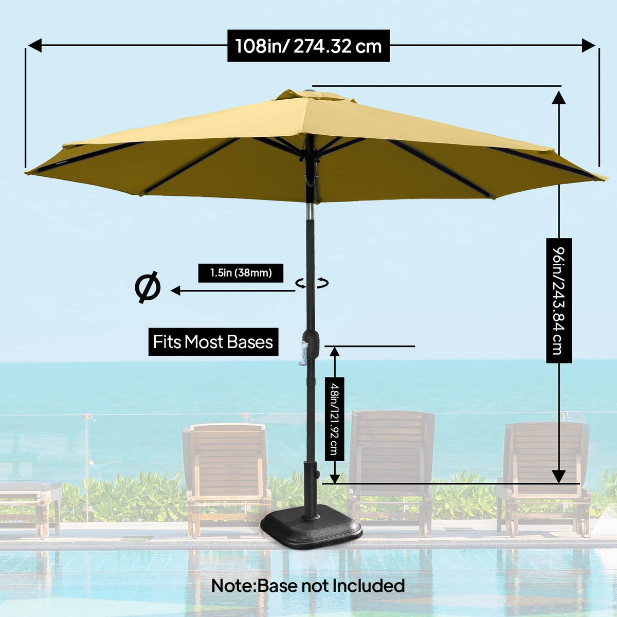 9ft Umbrella - Beige / Khaki