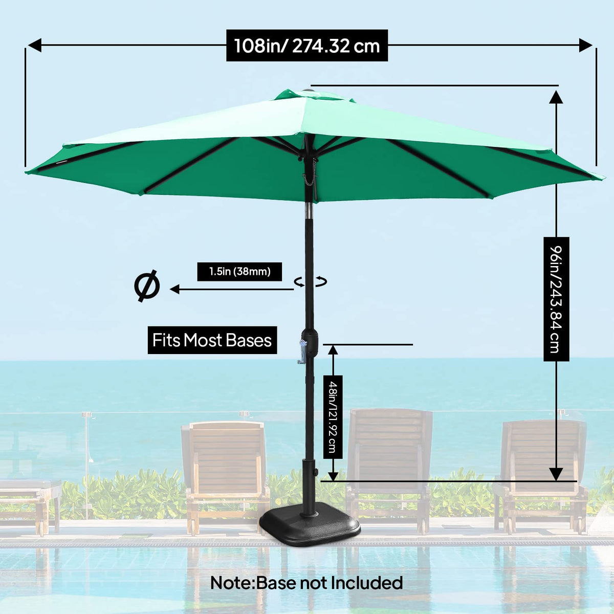 9ft Umbrella - Green