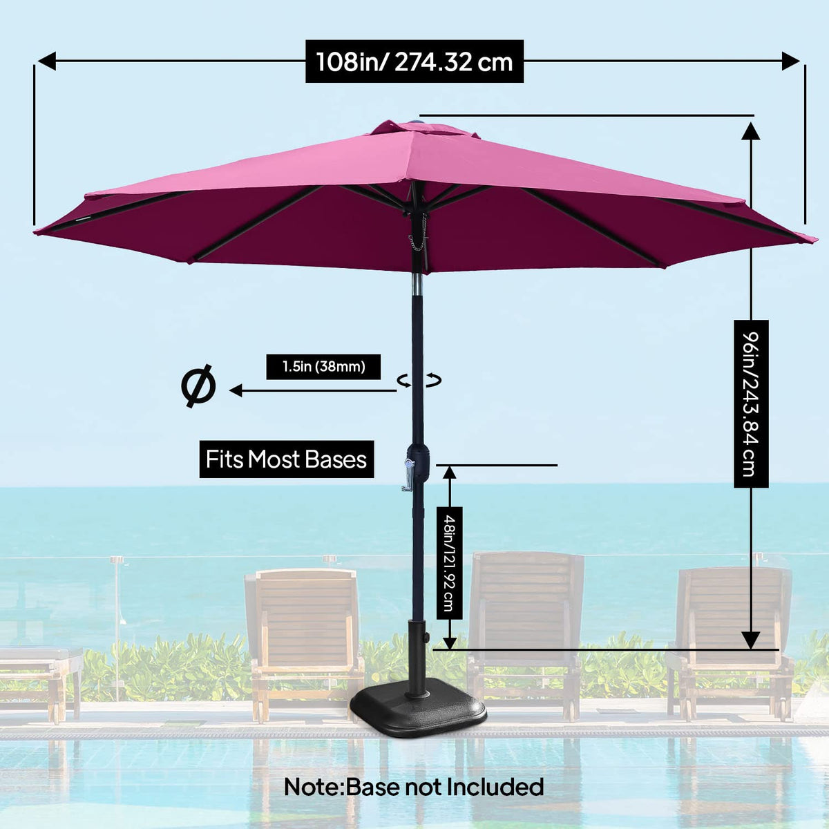 9ft Umbrella - Maroon