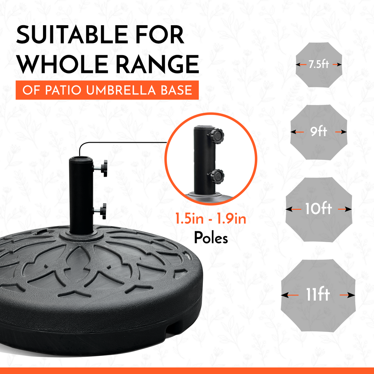 Patio Umbrella Water / Sand Fillable Base - 30L Round