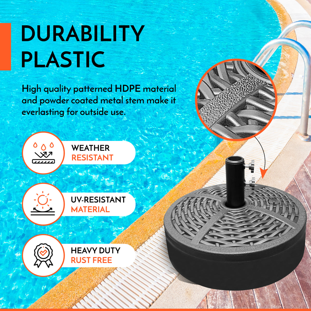 Patio Umbrella Water / Sand Fillable Base - 22L Round