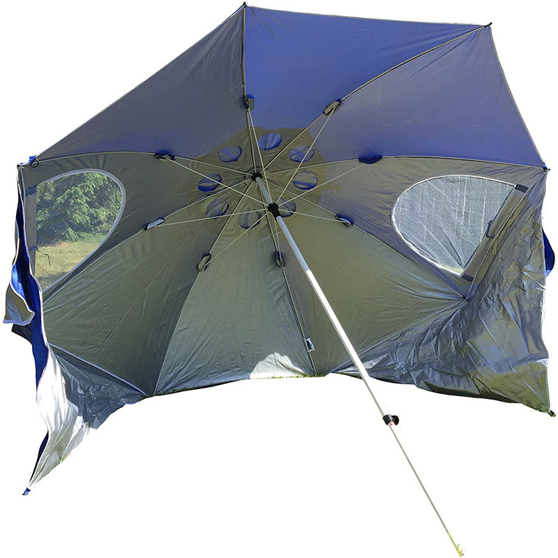 Beach Umbrella, Sports Sun Umbrella Set, Heavy Duty Telescopic Pole, Push Open, Silver Coated UPF 50+ Polyester Fabric, Air Vent &amp; Carry Bag by KoolQuest