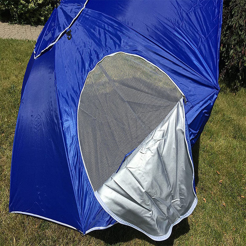 Beach Umbrella, Sports Sun Umbrella Set, Heavy Duty Telescopic Pole, Push Open, Silver Coated UPF 50+ Polyester Fabric, Air Vent &amp; Carry Bag by KoolQuest