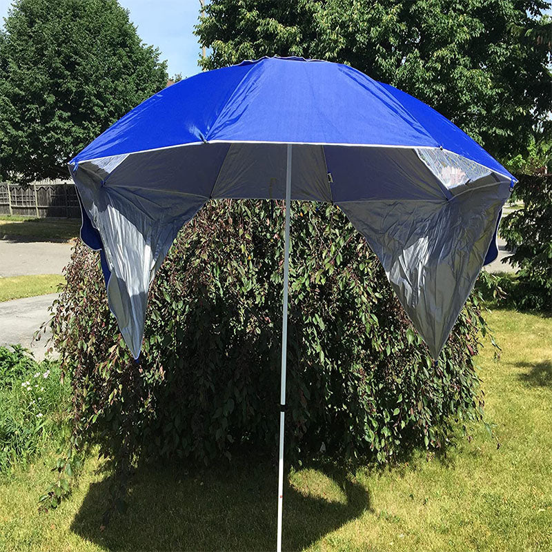 Beach Umbrella, Sports Sun Umbrella Set, Heavy Duty Telescopic Pole, Push Open, Silver Coated UPF 50+ Polyester Fabric, Air Vent &amp; Carry Bag by KoolQuest