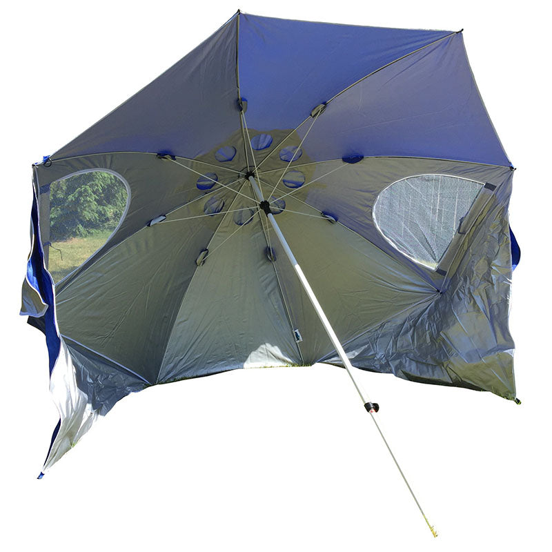 Beach Umbrella, Sports Sun Umbrella Set, Heavy Duty Telescopic Pole, Push Open, Silver Coated UPF 50+ Polyester Fabric, Air Vent &amp; Carry Bag by KoolQuest