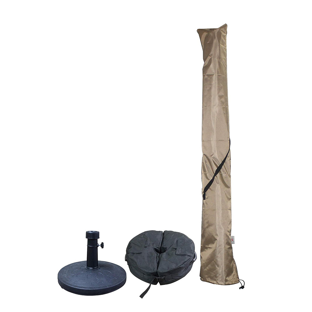 Patio Umbrella Base Stand Solid Weight &amp; Fabrics Base Bag &amp; Umbrella Cover &amp; Holder (15 Kg, Black)