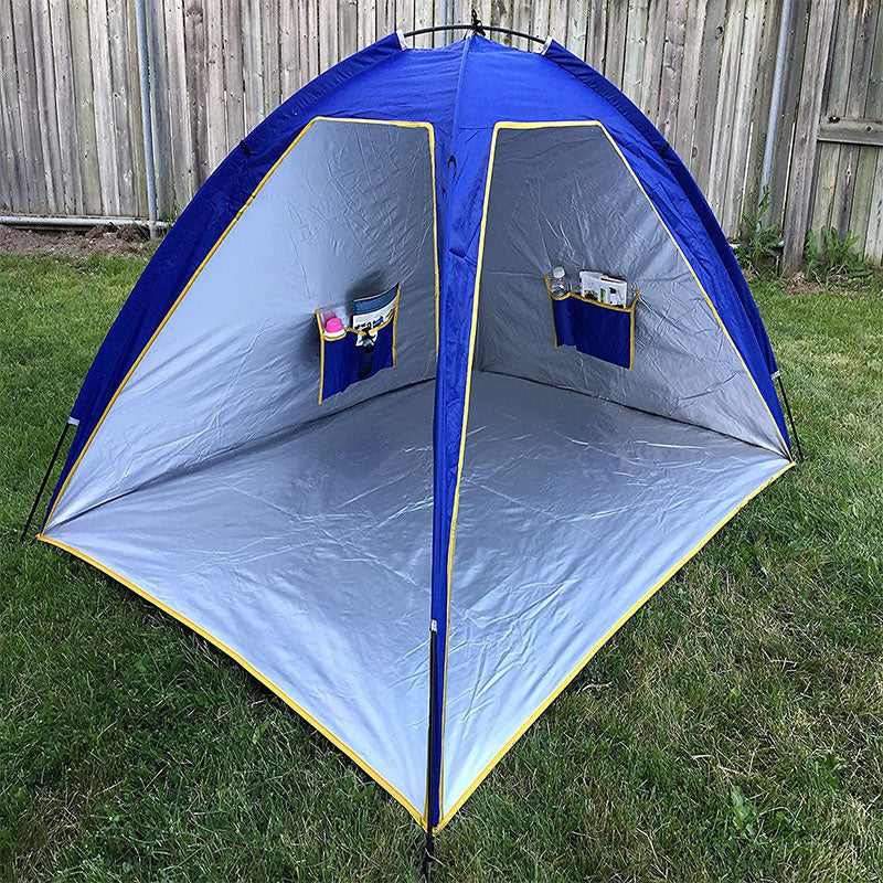 Beach Tent Quick Setup Sunshade Shelter, Silver Coated UPF 50+ with Ropes, Pegs and a Handy Carry Bag by KoolQuest