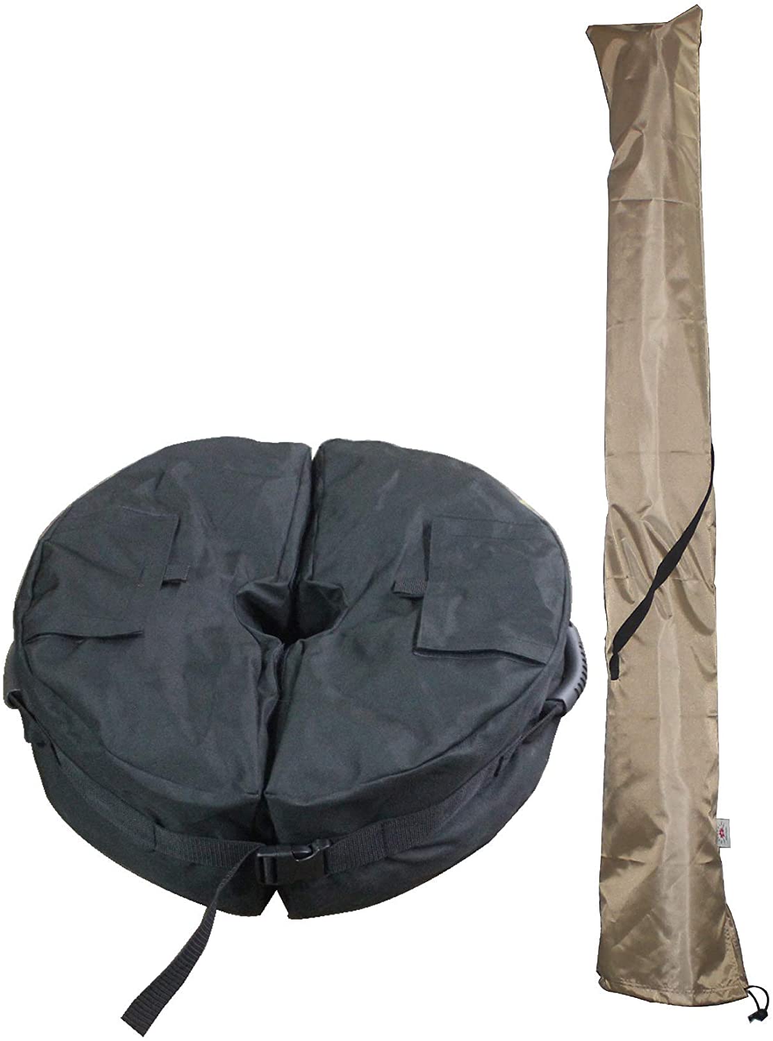 Umbrella Base Weight Bag &amp; a Water Proof Patio Umbrellas Cover - Detatchable Heavy Duty Sand Fillable Bag Anchor with Big Opening Strong Handles for Cantilever Offset Outdoor Beach Parasol Holder