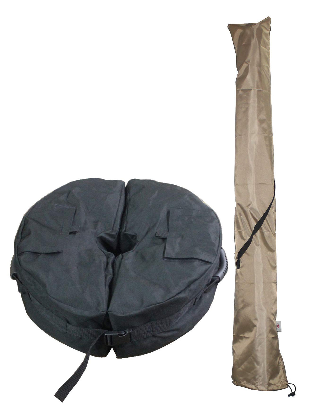 Umbrella Base Weight Bag &amp; a Water Proof Patio Umbrellas Cover - Detatchable Heavy Duty Sand Fillable Bag Anchor with Big Opening Strong Handles for Cantilever Offset Outdoor Beach Parasol Holder